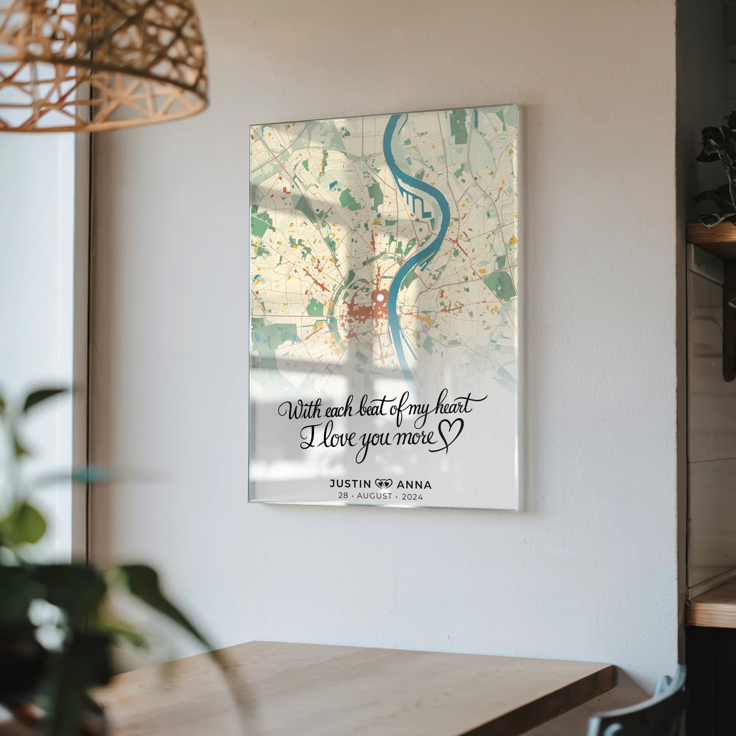 Personalisiertes Acrylglas Bild Stadtkarten für Paare Retro