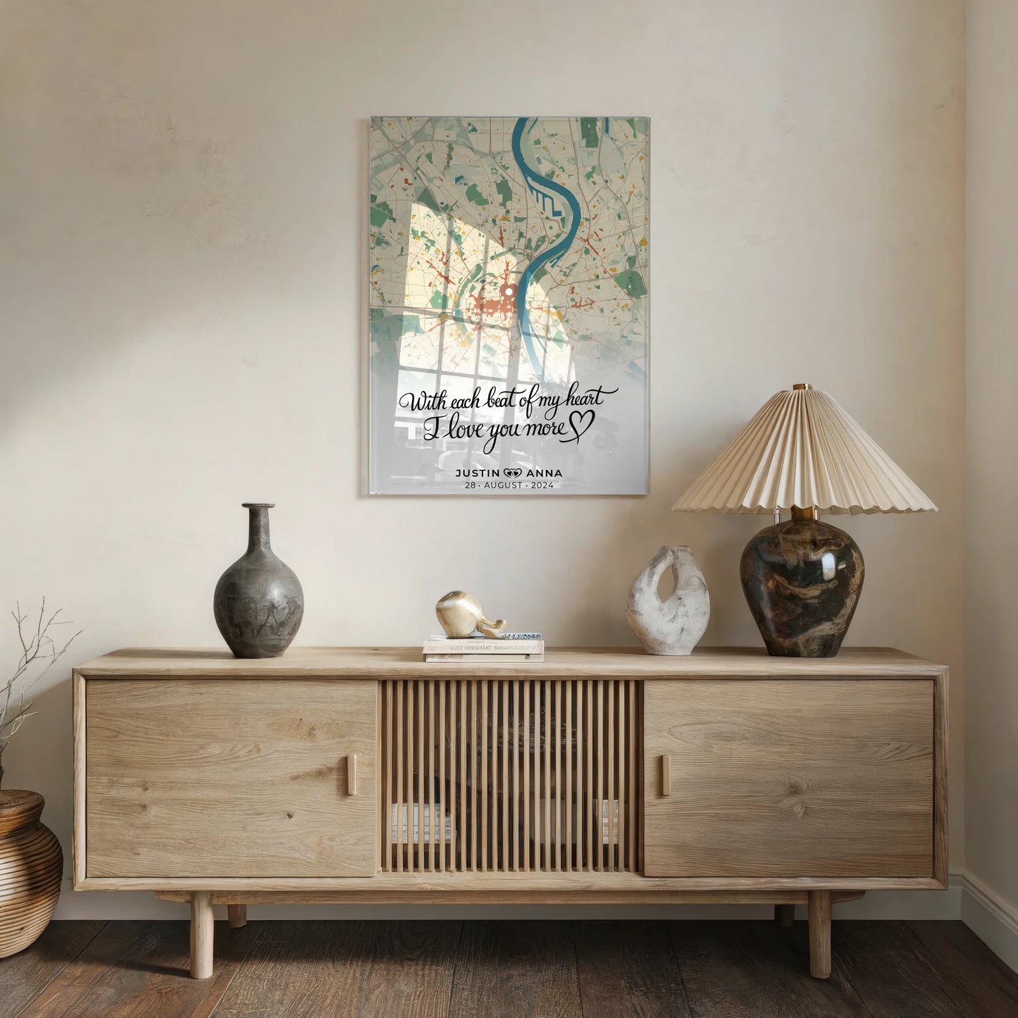 Personalisiertes Acrylglas Bild Stadtkarten für Paare Retro