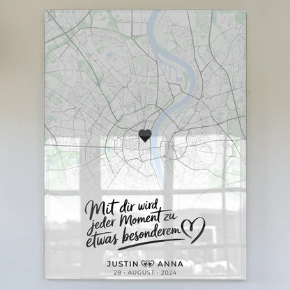 Personalisiertes Acrylglas Bild Stadtkarten für Paare Mit Dir Wird Jeder Moment Besonderem