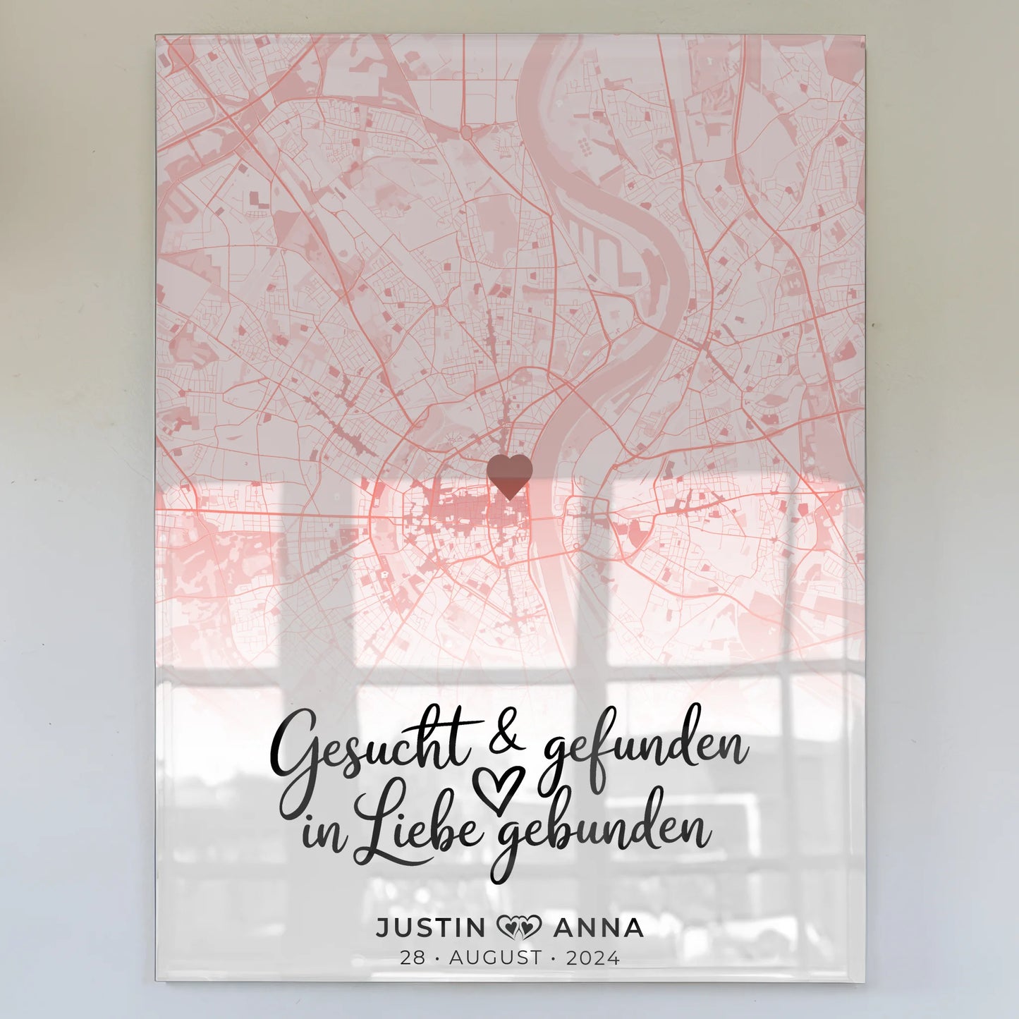Personalisiertes Acrylglas Bild Stadtkarten Paare Roserot Wo Alles Begann