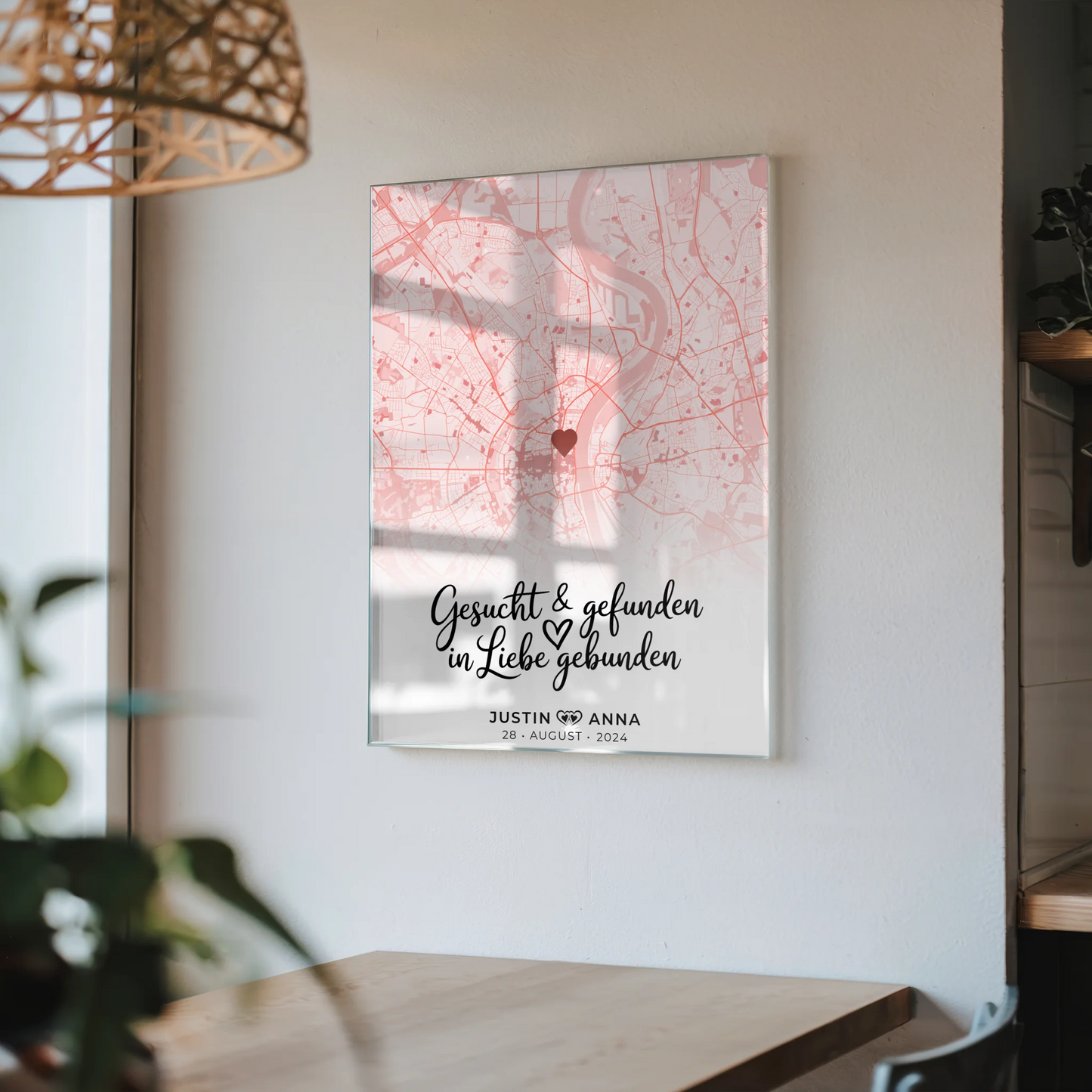 Personalisiertes Acrylglas Bild Stadtkarten Paare Roserot Wo Alles Begann