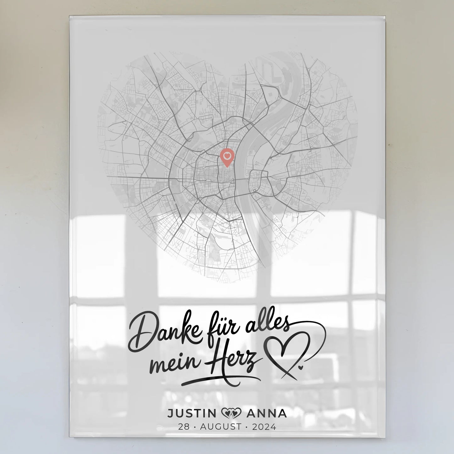 Personalisiertes Acrylglas Bild Paare Stadtkarte Danke Für Alles Mein Herz