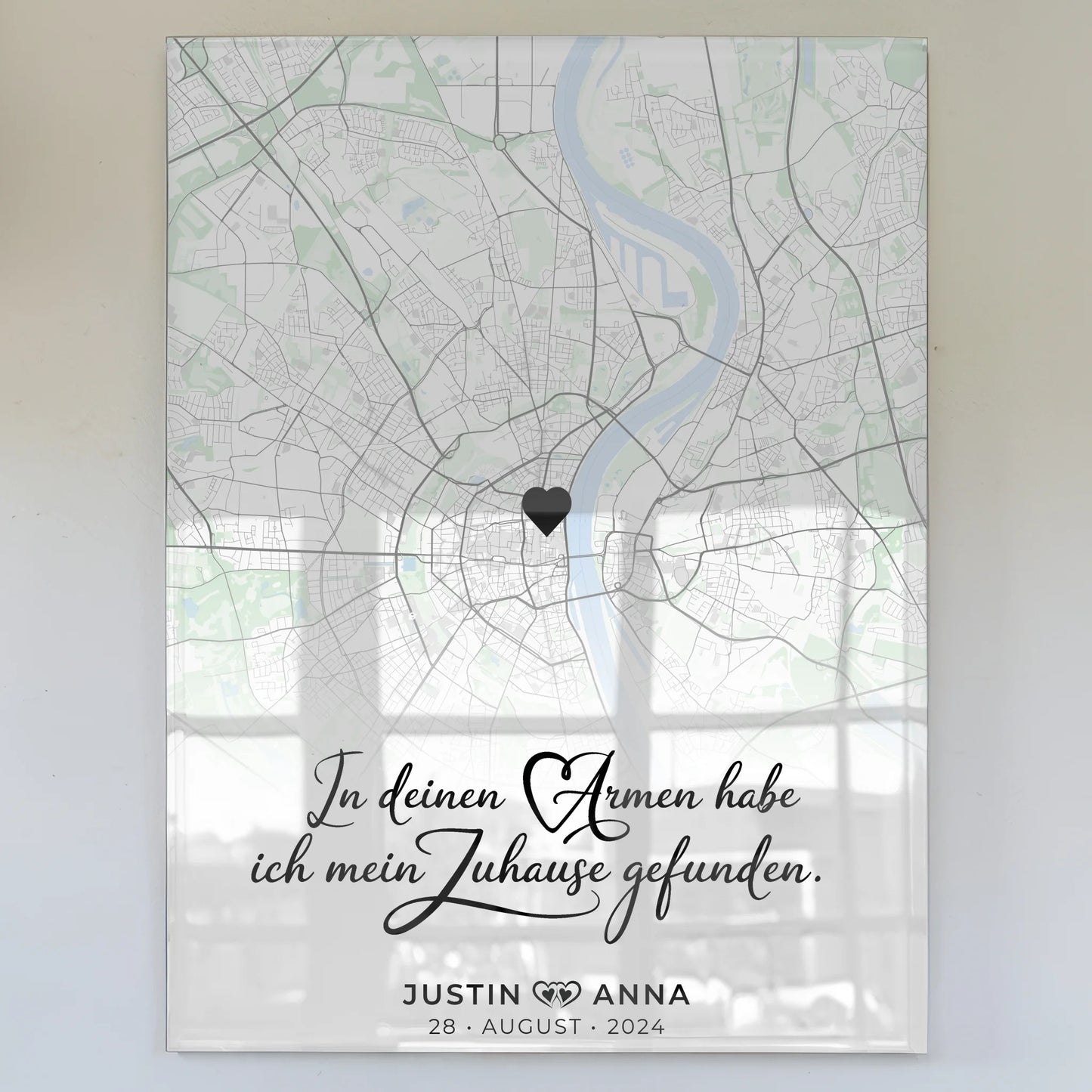 Personalisiertes Acrylglas Bild Paare Stadtkarten Zuhause gefunden