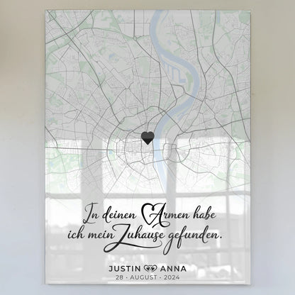 Personalisiertes Acrylglas Bild Paare Stadtkarten Zuhause gefunden