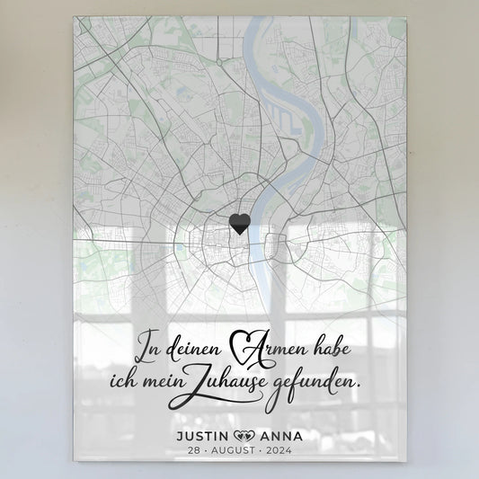Personalisiertes Acrylglas Bild Paare Stadtkarten Zuhause gefunden
