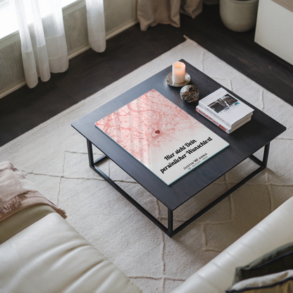 Personalisiertes Stadtkarten Acrylglas Bild für Paare mit Wunschtext Roserot