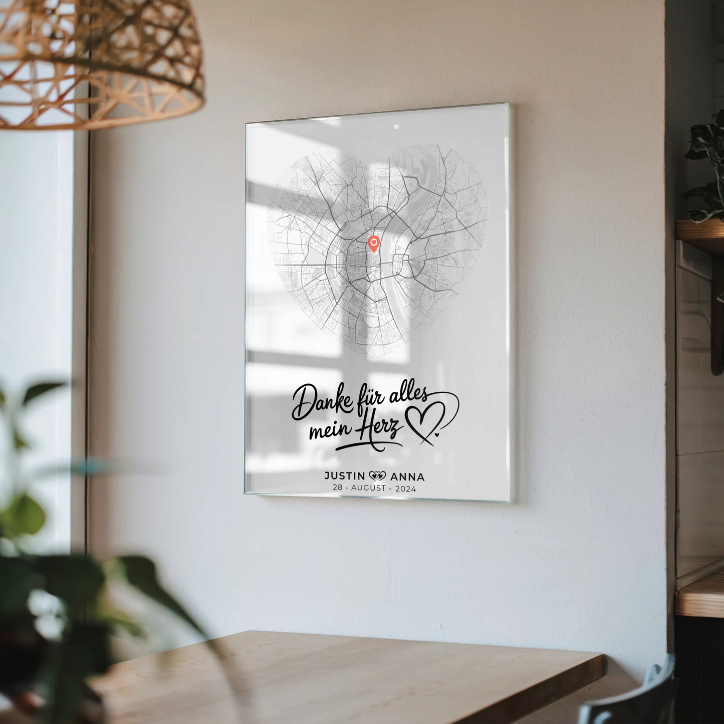 Personalisiertes Acrylglas Bild Paare Stadtkarte Danke Für Alles Mein Herz