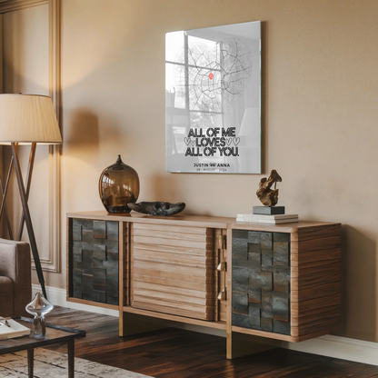 Personalisiertes Acrylglas Bild Stadtkarten Paare Herz All Of Me