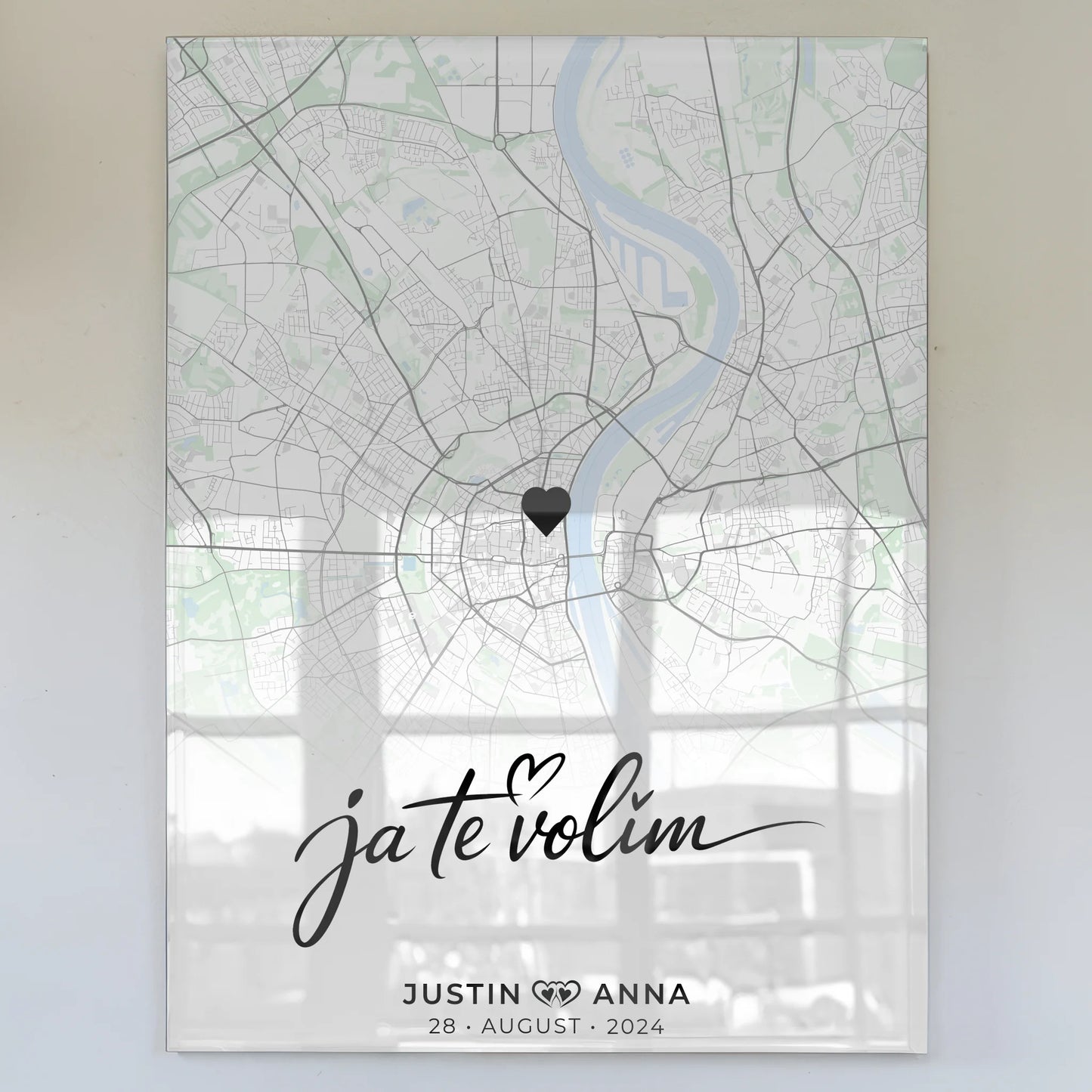 Personalisiertes Acrylglas Bild Stadtkarten Paare Ja Te Volim