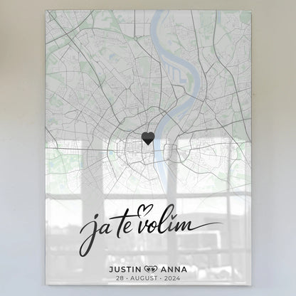 Personalisiertes Acrylglas Bild Stadtkarten Paare Ja Te Volim