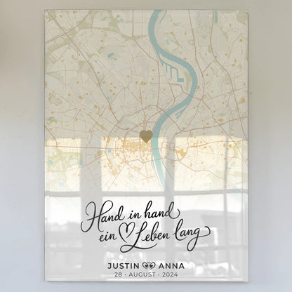 Personalisiertes Acrylglas Bild Stadtkarten Paare Hand In Hand