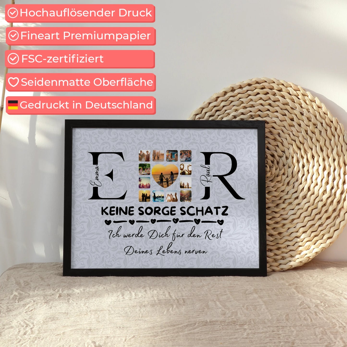 Liebesposter für Paare Mit Initialien Namen und Fotos Keine Sorge Schatz Ich Werde Dich Ewig Nerven