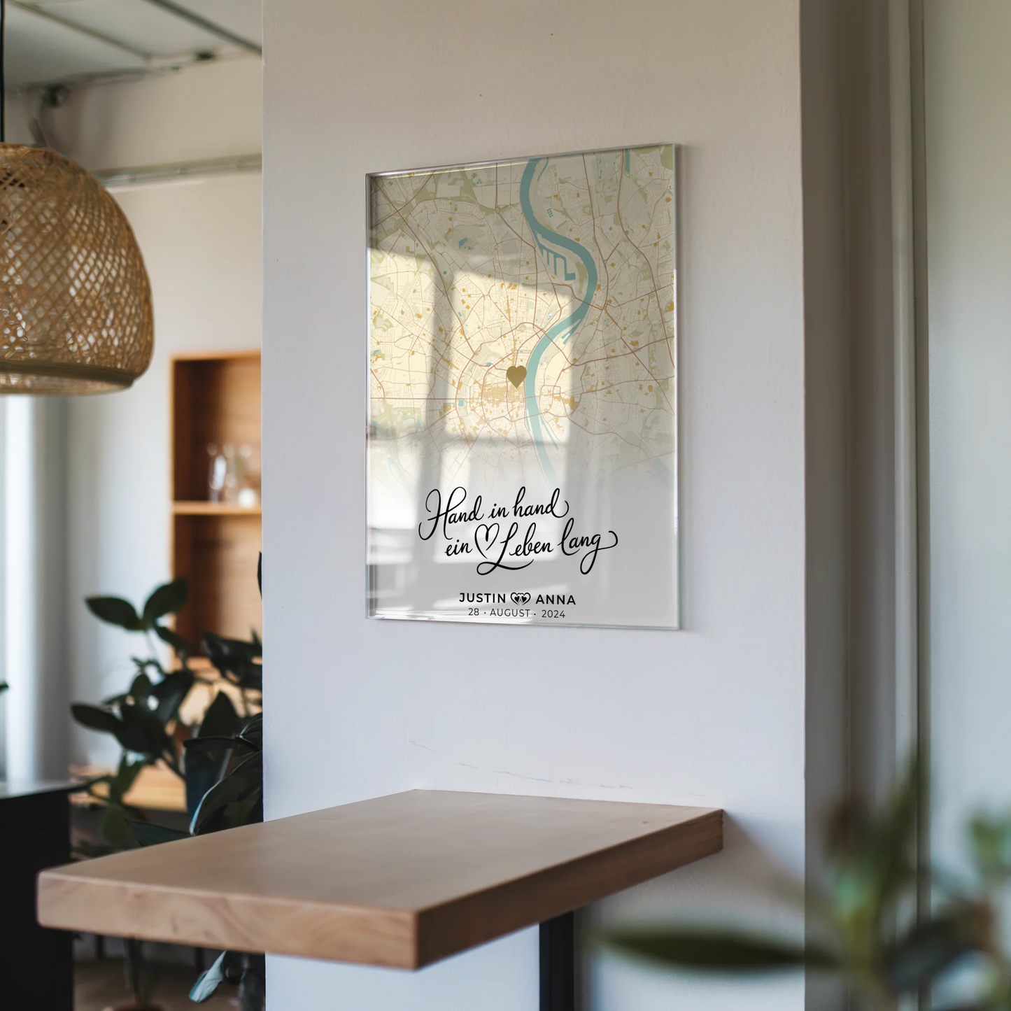 Personalisiertes Acrylglas Bild Stadtkarten Paare Hand In Hand