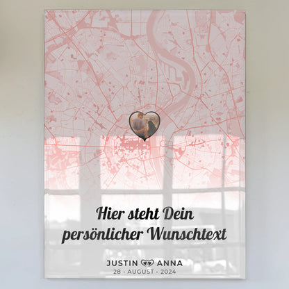 Personalisiertes Acrylglas Bild mit Stadtkarten für Paare