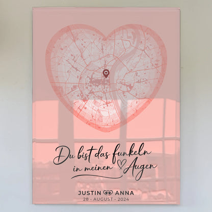 Personalisiertes Acrylglas Bild Stadtkarten Paare Herz Altrosa Du Bist Das Funkeln