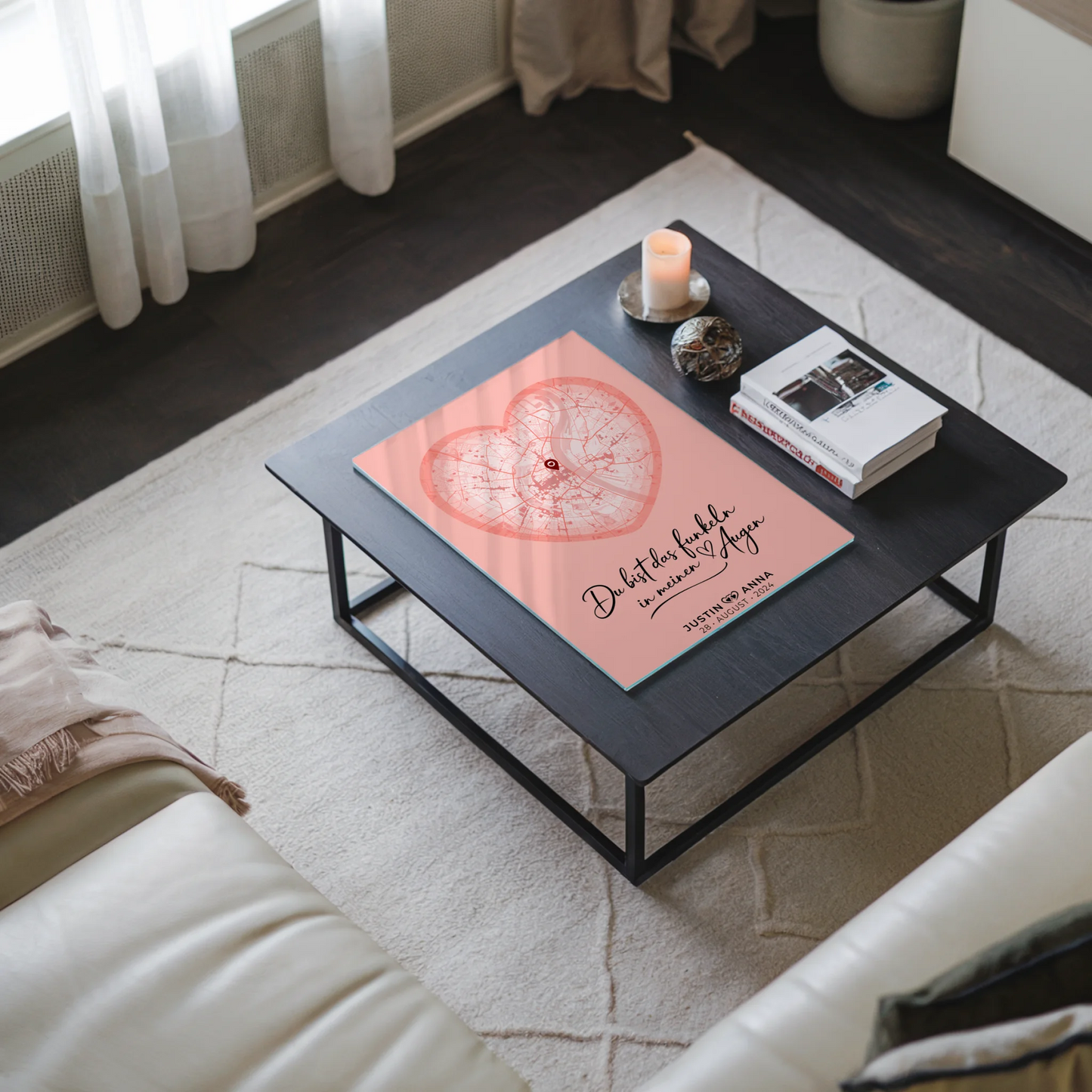 Personalisiertes Acrylglas Bild Stadtkarten Paare Herz Altrosa Du Bist Das Funkeln