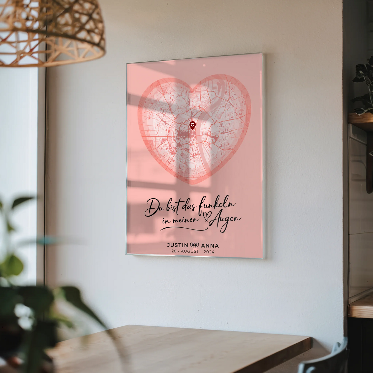 Personalisiertes Acrylglas Bild Stadtkarten Paare Herz Altrosa Du Bist Das Funkeln