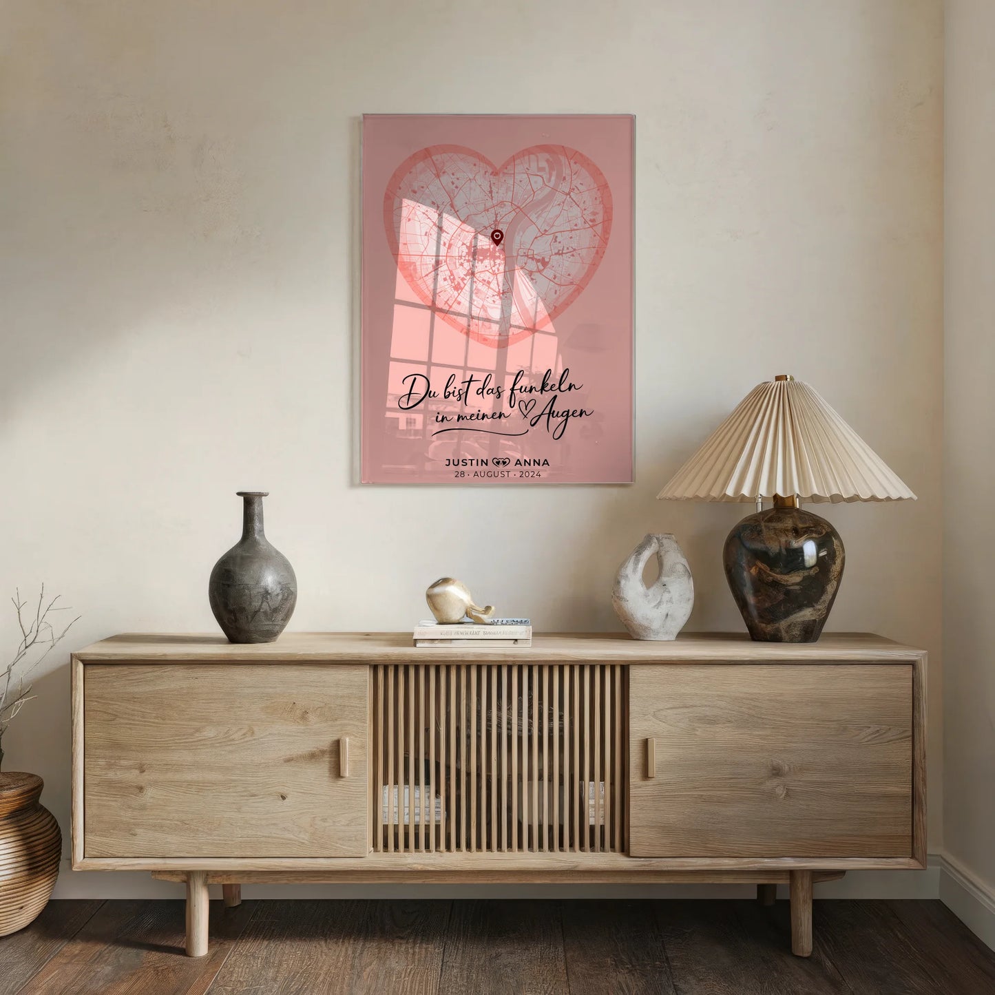 Personalisiertes Acrylglas Bild Stadtkarten Paare Herz Altrosa Du Bist Das Funkeln