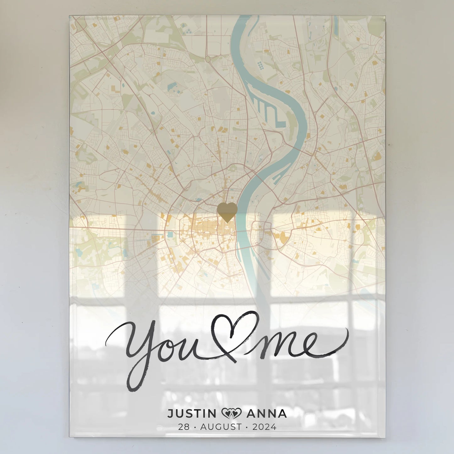 Personalisiertes Stadtkarten Acrylglas Bild für Paare You & Me