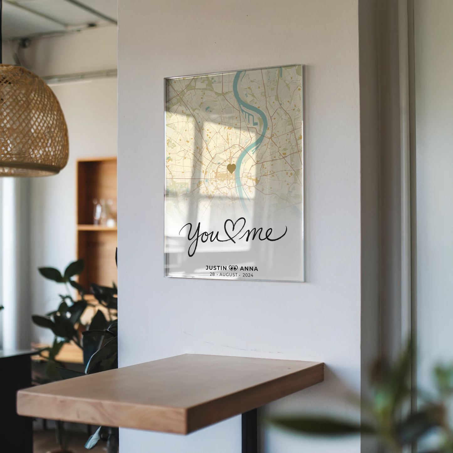 Personalisiertes Stadtkarten Acrylglas Bild für Paare You & Me