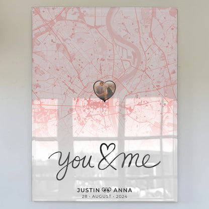 Stadtkarten Acrylglas Bild für Paare You & Me Personalisiert