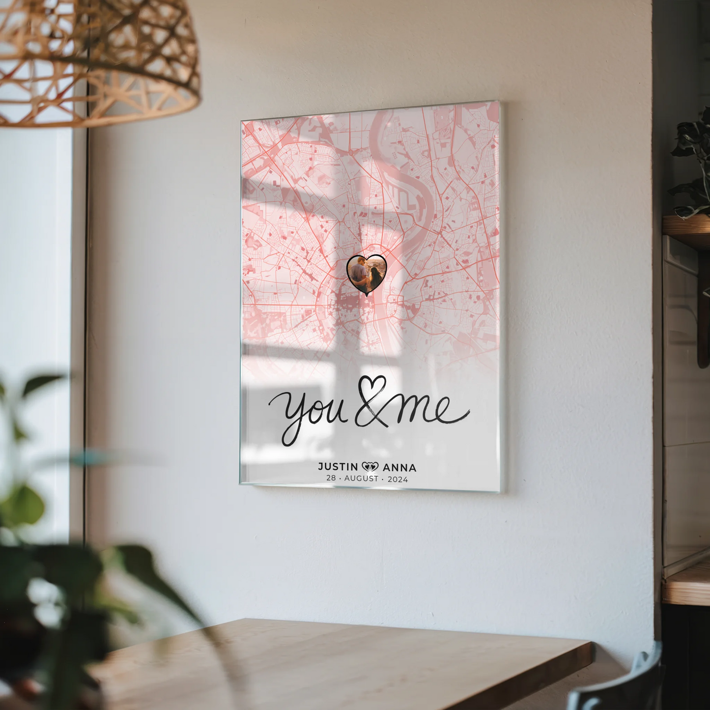 Stadtkarten Acrylglas Bild für Paare You & Me Personalisiert