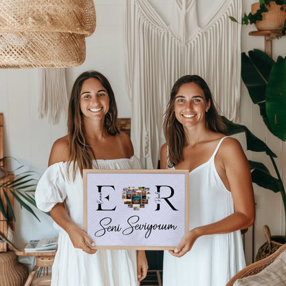 Poster Personalisiert Paar Mit Fotos Initialien und Fotos Seni Seviyorum