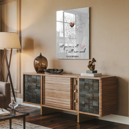 Personalisiertes Acrylglas Bild Stadtkarten Paare Herz All You Are Is All I Will Ever Need