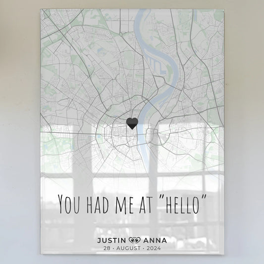 Personalisiertes Stadtkarten Acrylglas Bild You Had Me At Hello