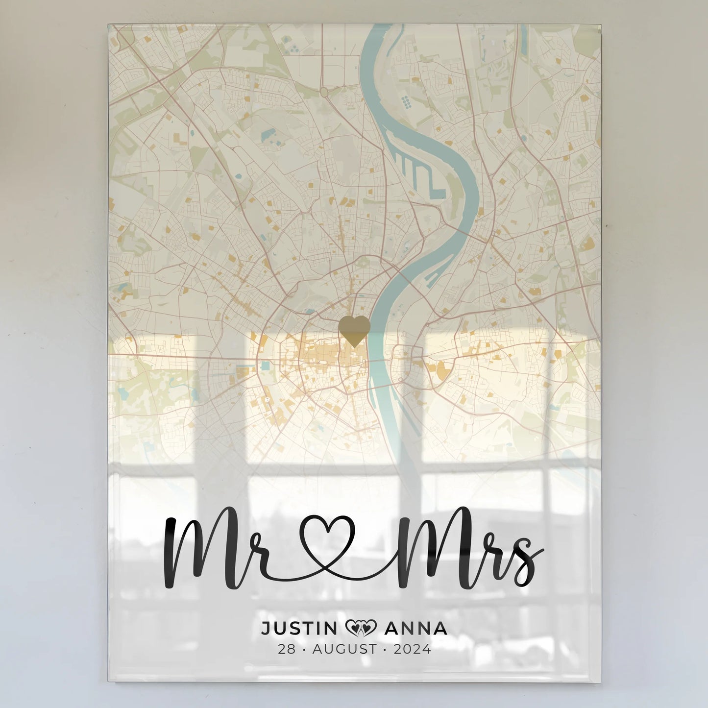 Personalisiertes Acrylglas Bild Stadtkarten Paare Mr & Mrs Vintage