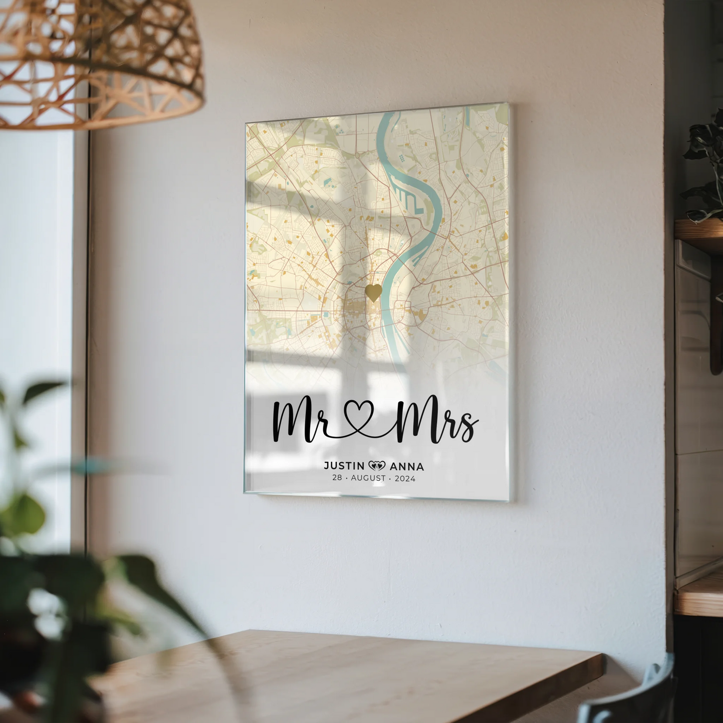 Personalisiertes Acrylglas Bild Stadtkarten Paare Mr & Mrs Vintage