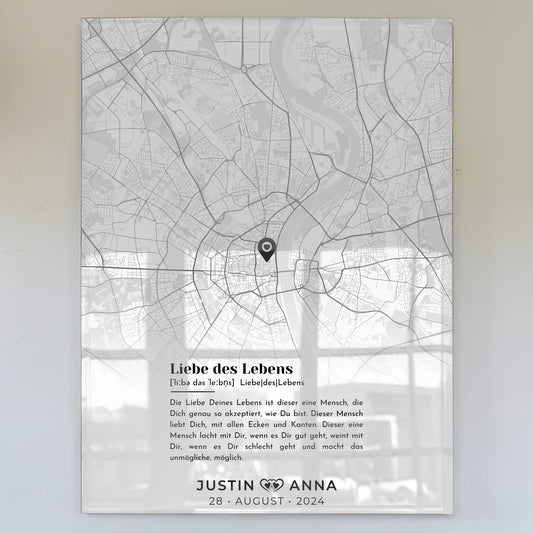 Personalisiertes Acrylglas Bild Stadtkarten Paare Definition Liebe Des Lebens