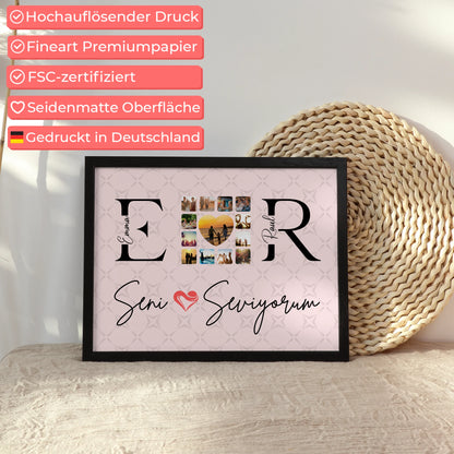 Liebesposter für Paare Mit Namen Initialien und Fotos Seni Seviyorum