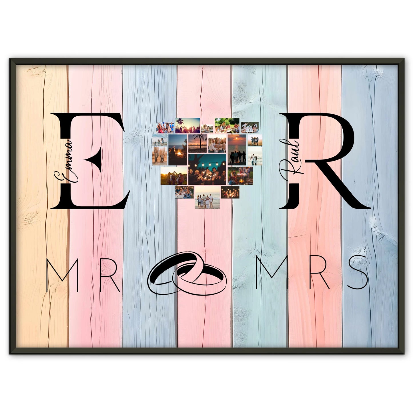 Liebes Poster Personalisiert Mit Initialien Namen und Fotos Mr & Mrs