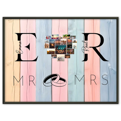 Liebes Poster Personalisiert Mit Initialien Namen und Fotos Mr & Mrs