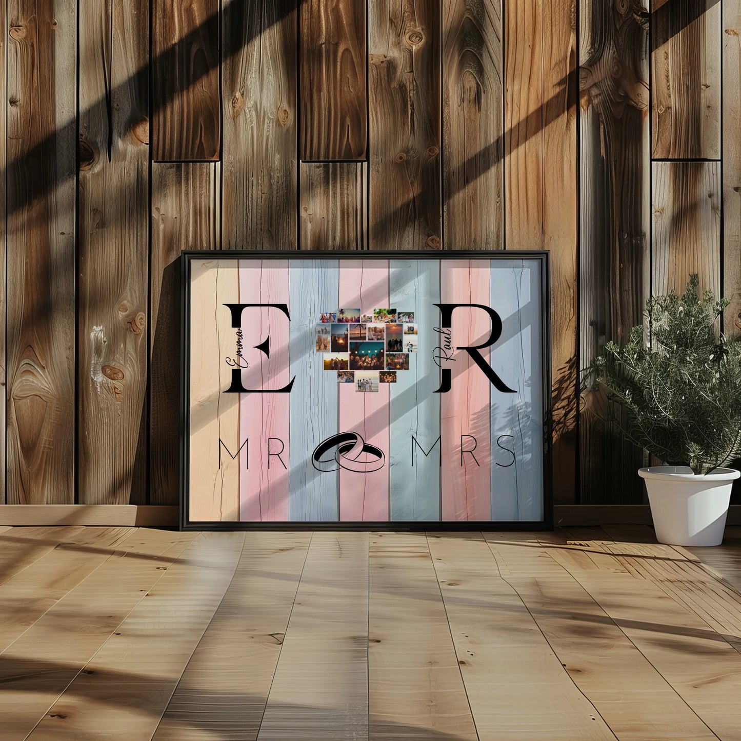 Liebes Poster Personalisiert Mit Initialien Namen und Fotos Mr & Mrs