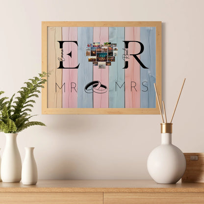Liebes Poster Personalisiert Mit Initialien Namen und Fotos Mr & Mrs
