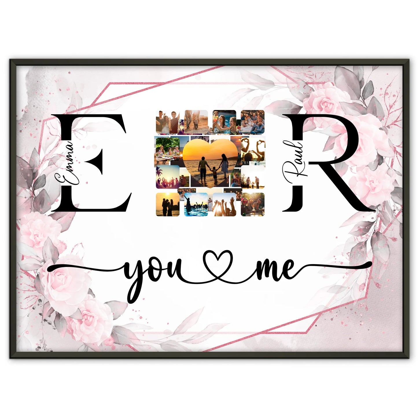 Personalisiertes Liebes Poster Mit Fotos Initialien und Fotos Collect Moments Not Things