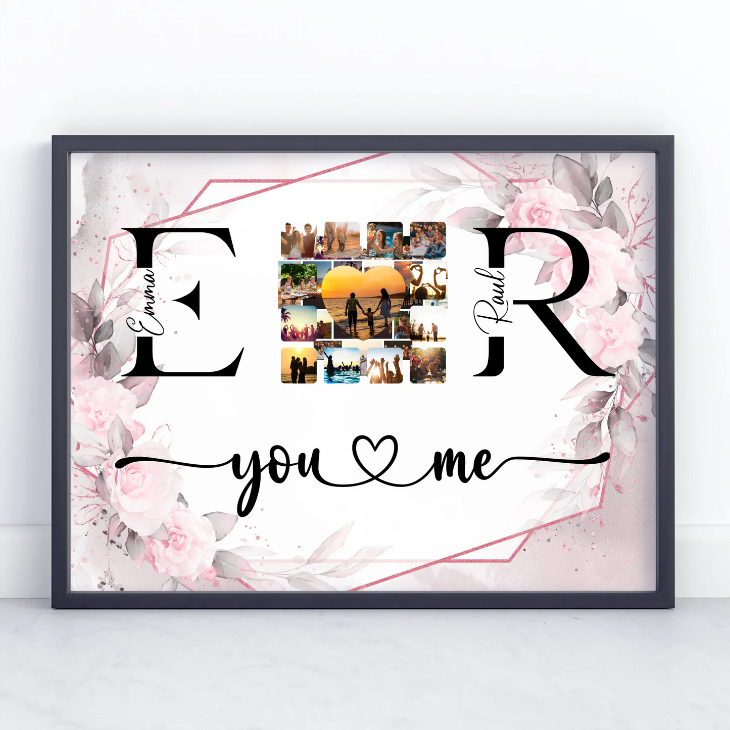 Personalisiertes Liebes Poster Mit Fotos Initialien und Fotos Collect Moments Not Things