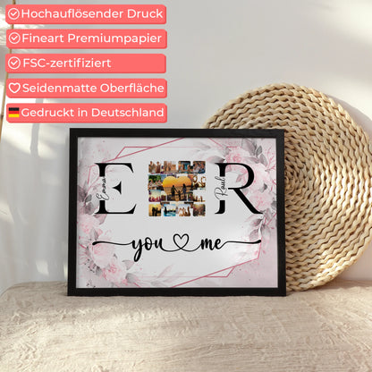 Liebesposter für Dein Schatz Mit Namen Initialien und Fotos You & Me