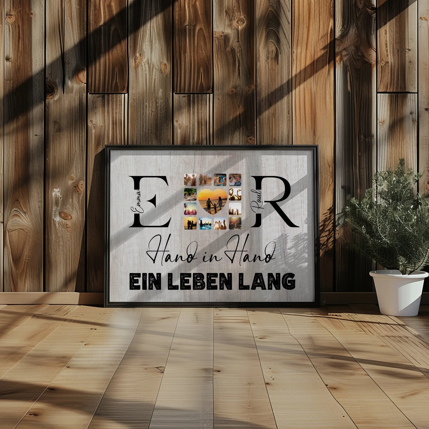 Poster Geschenk Personalisiert Mit Initialien Namen und Fotos Hand In Hand Ein Leben Lang