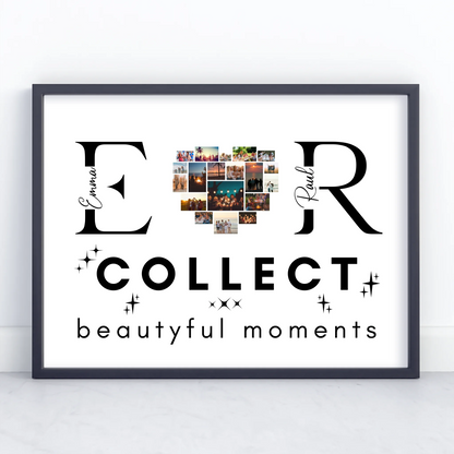 Personalisiertes Poster Paare Mit Fotos Initialien und Fotos Te Amo