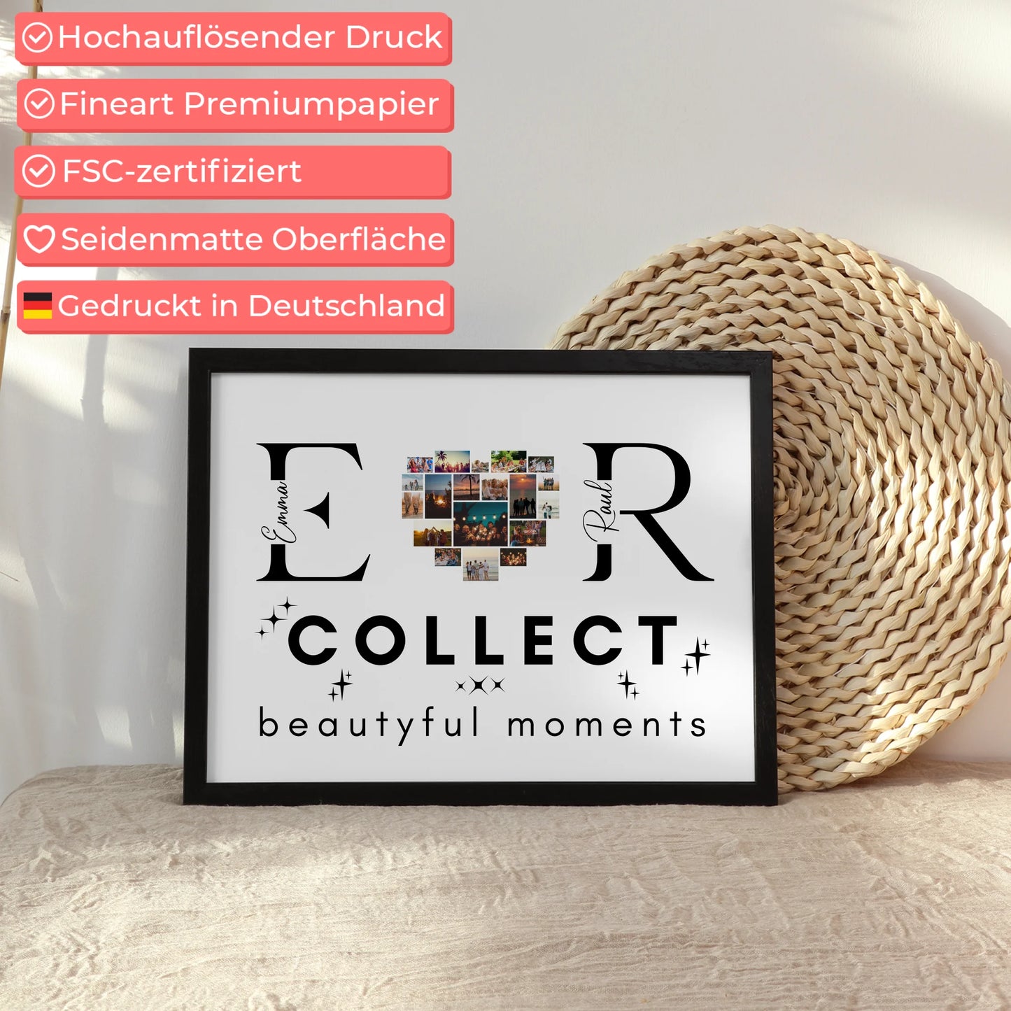 Personalisiertes Poster Paare Mit Fotos Initialien und Fotos Te Amo