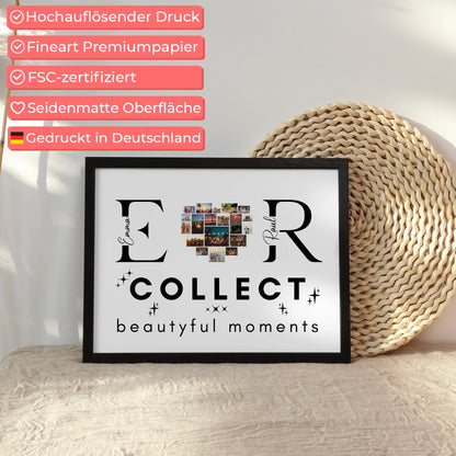 Personalisiertes Poster Paare Mit Fotos Initialien und Fotos Te Amo