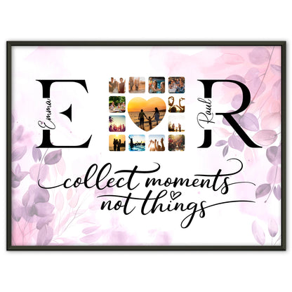 Liebesposter für Paare Mit Namen Initialien und Fotos Collect Moments