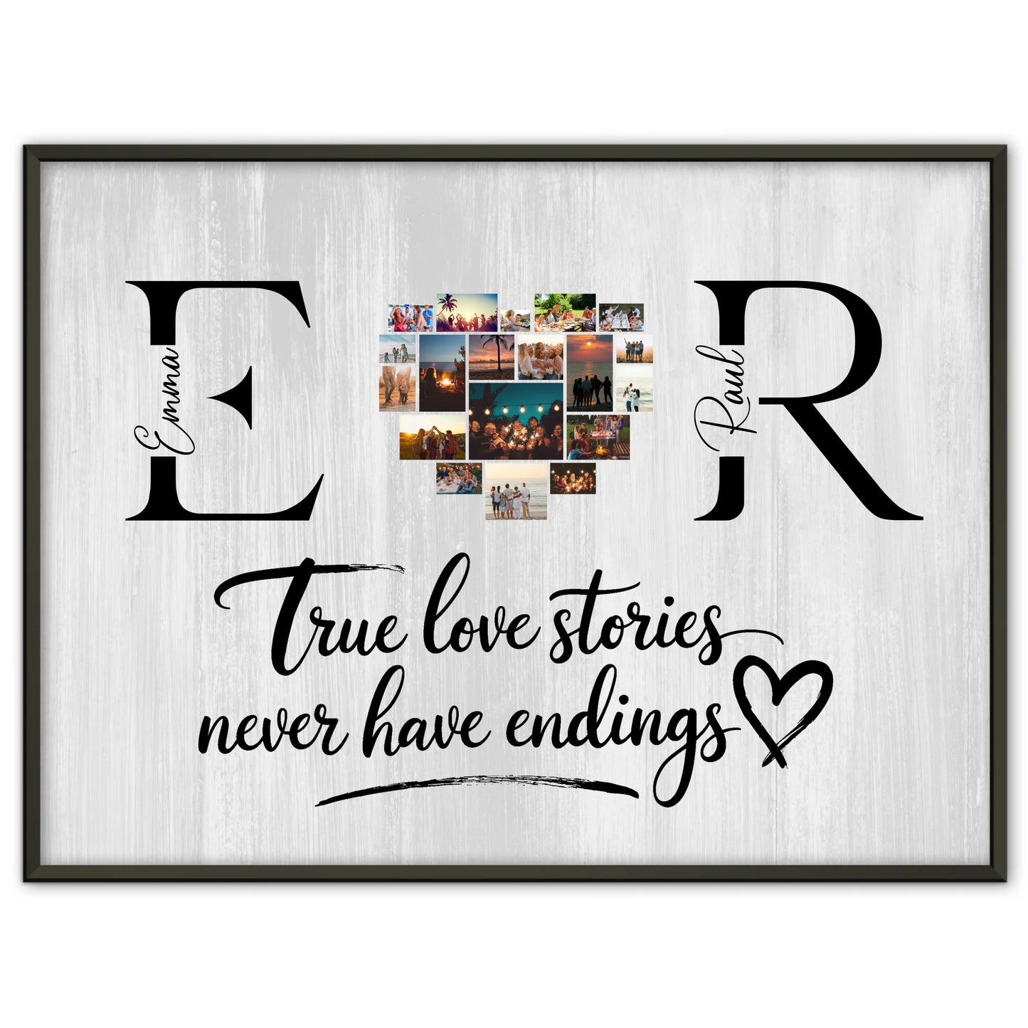Poster Personalisiert Paar Mit Initialien Namen und Fotos True Love Stories