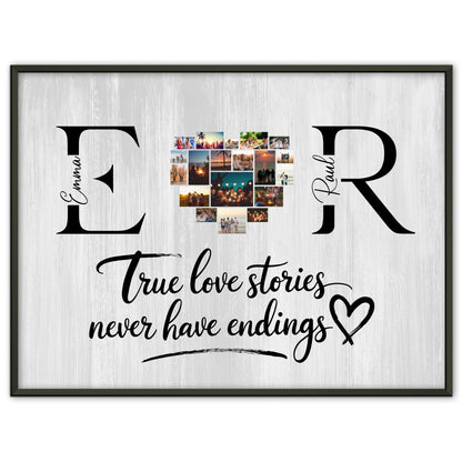 Poster Personalisiert Paar Mit Initialien Namen und Fotos True Love Stories