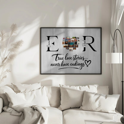 Poster Personalisiert Paar Mit Initialien Namen und Fotos True Love Stories