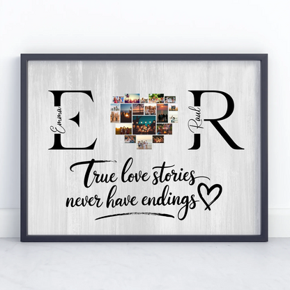 Poster Personalisiert Paar Mit Initialien Namen und Fotos True Love Stories