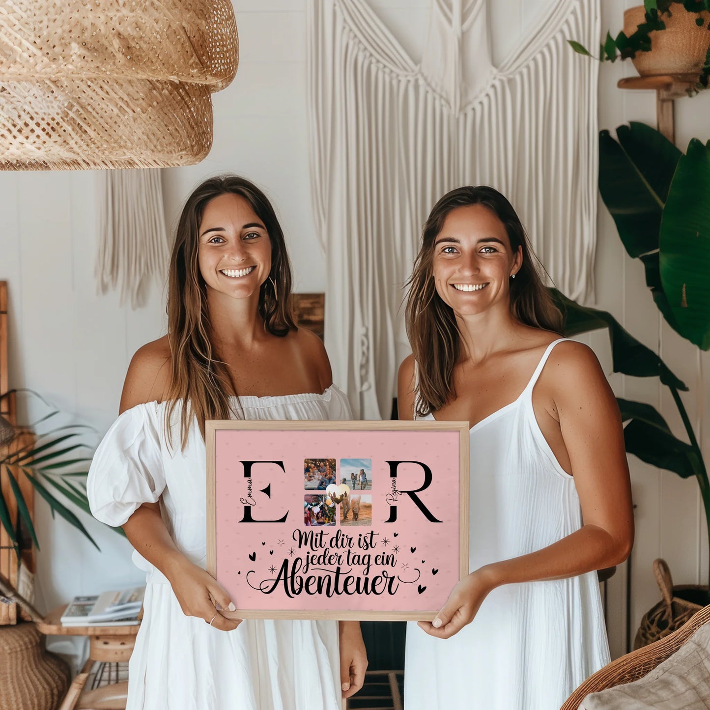 Beste Freundinnen Poster mit Initialien Namen und Fotos Geschenk